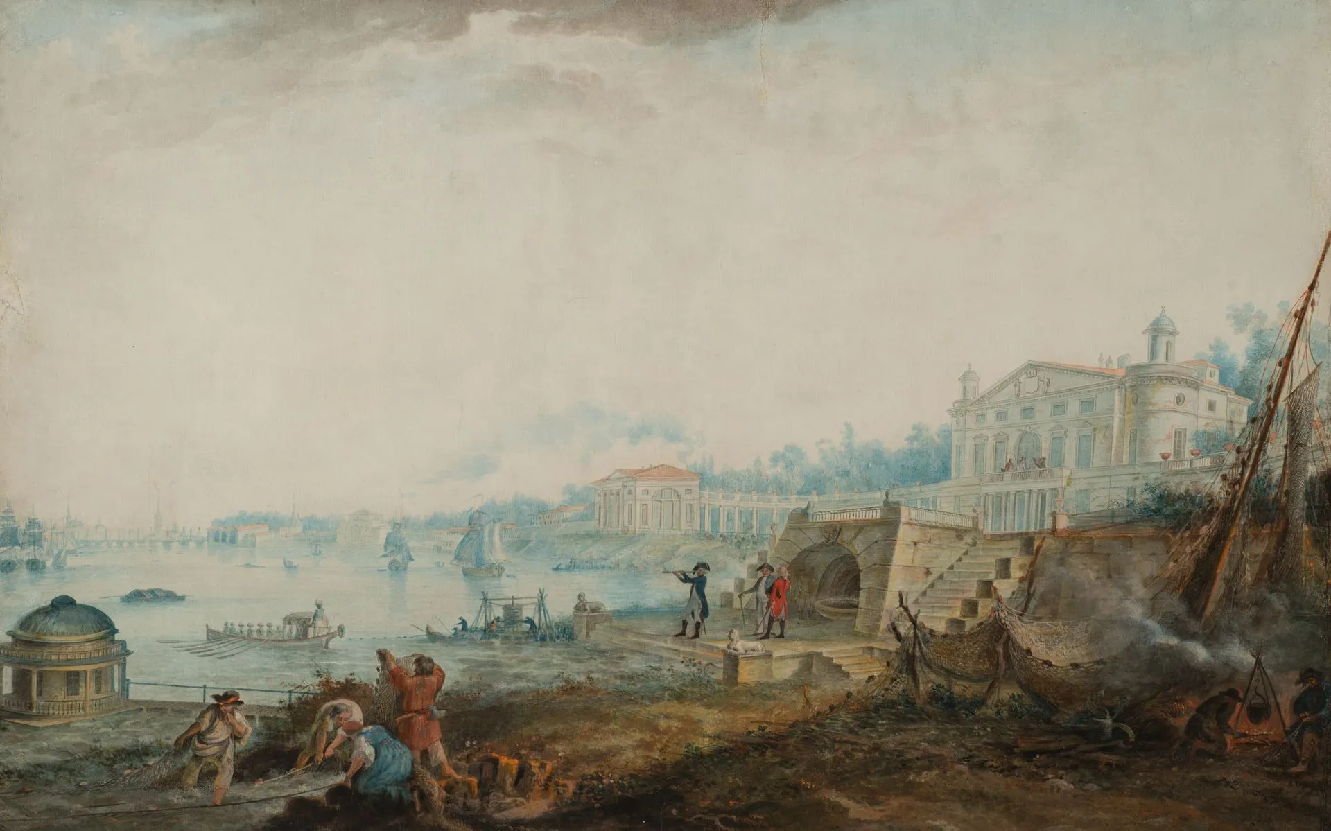 Gavriil Sergeyev. Count Ilya Bezborodko’s Dacha in Polyustrovo. 1800. Watercolour and gouache on paper