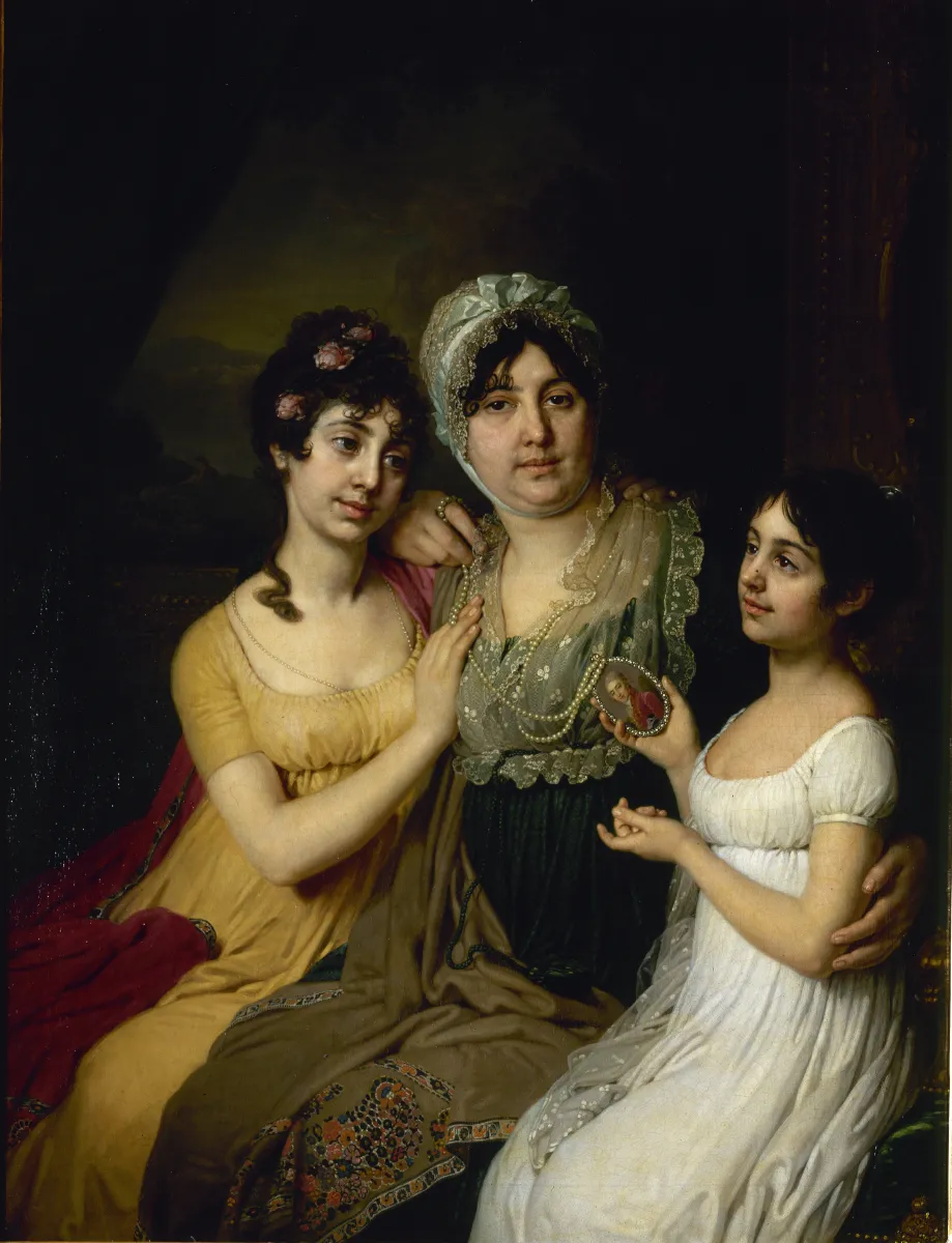 Portrait of Countess Anna Bezborodko with her Daughters Lyubov and Cleopatra