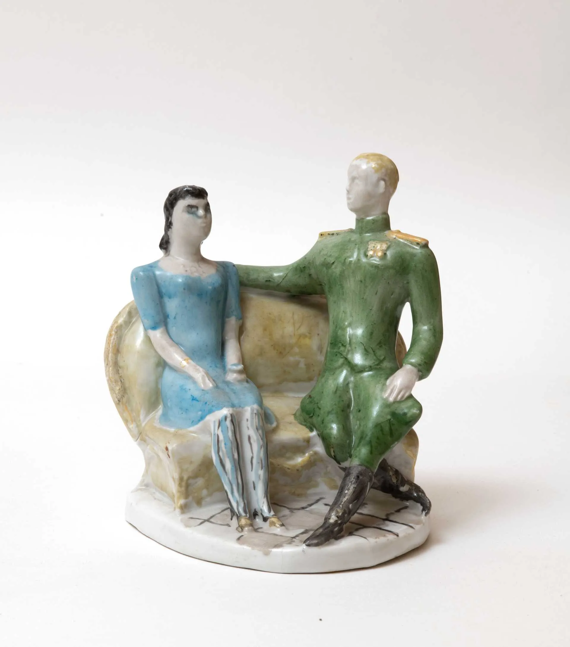Pelageya Shuriga. Officer with a Girl (Conversation). 1945. Porcelain; overglaze decoration. 14.5 x 13 x 13