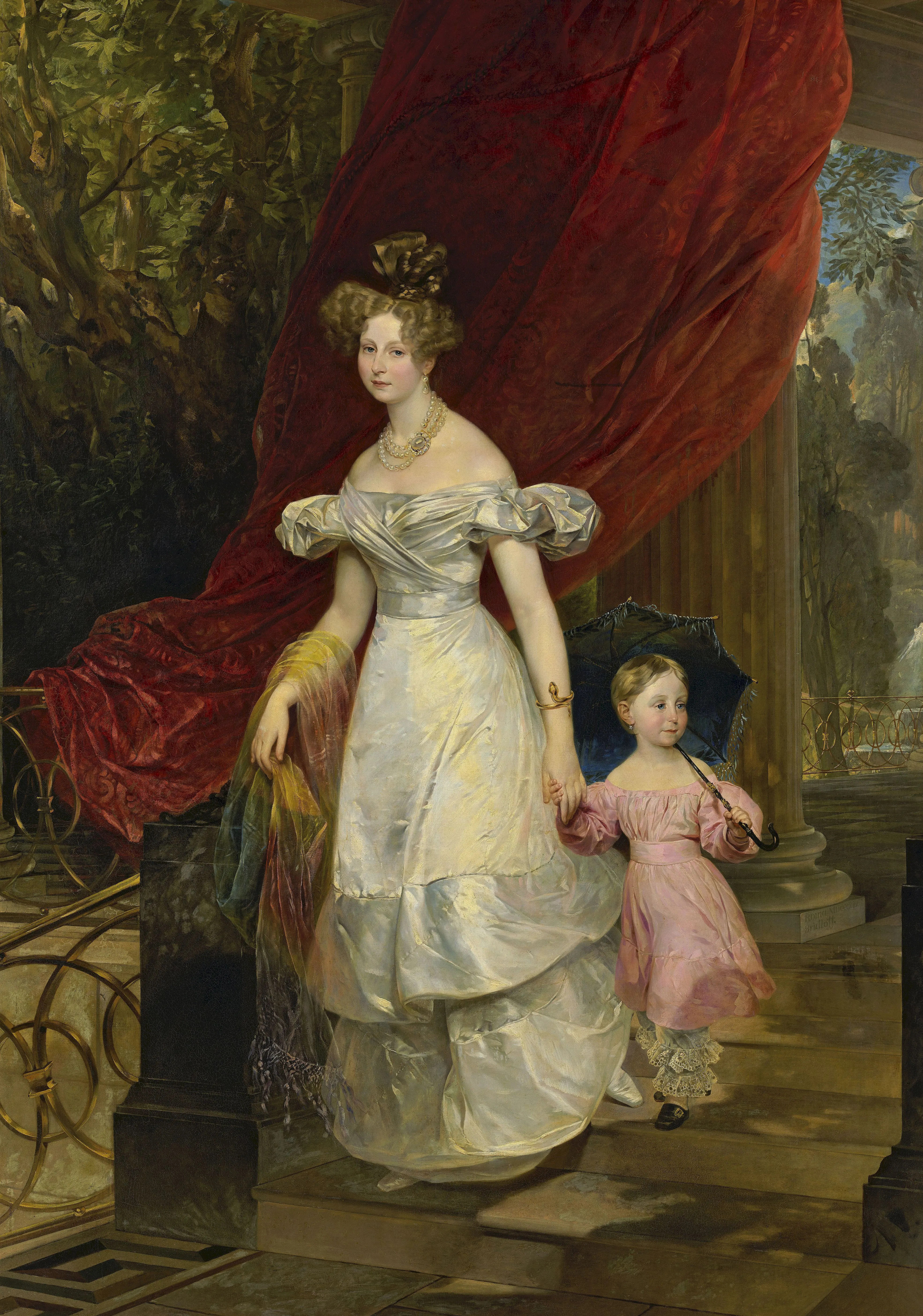 Karl Brullov. Portrait of Grand Duchess Elena Pavlovna and Her Daughter Maria. 1830. State Russian Museum