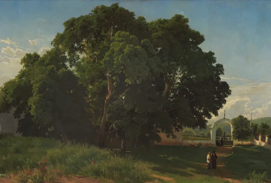 Within a Church Fence. Valaam. 1867. Oil on canvas. 43 x 67. Ж-4100. Russian Museum