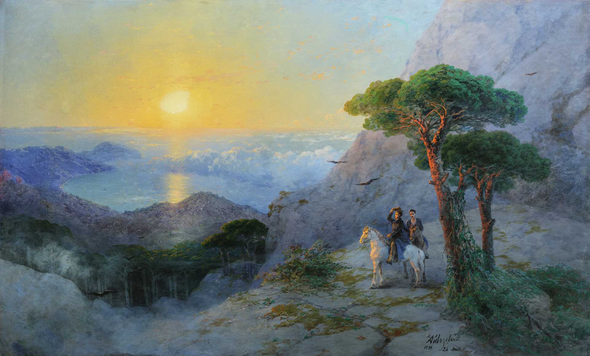 Ivan Aivazovsky. Alexander Pushkin at the Top of Ai-Petri at Sunrise. 1899