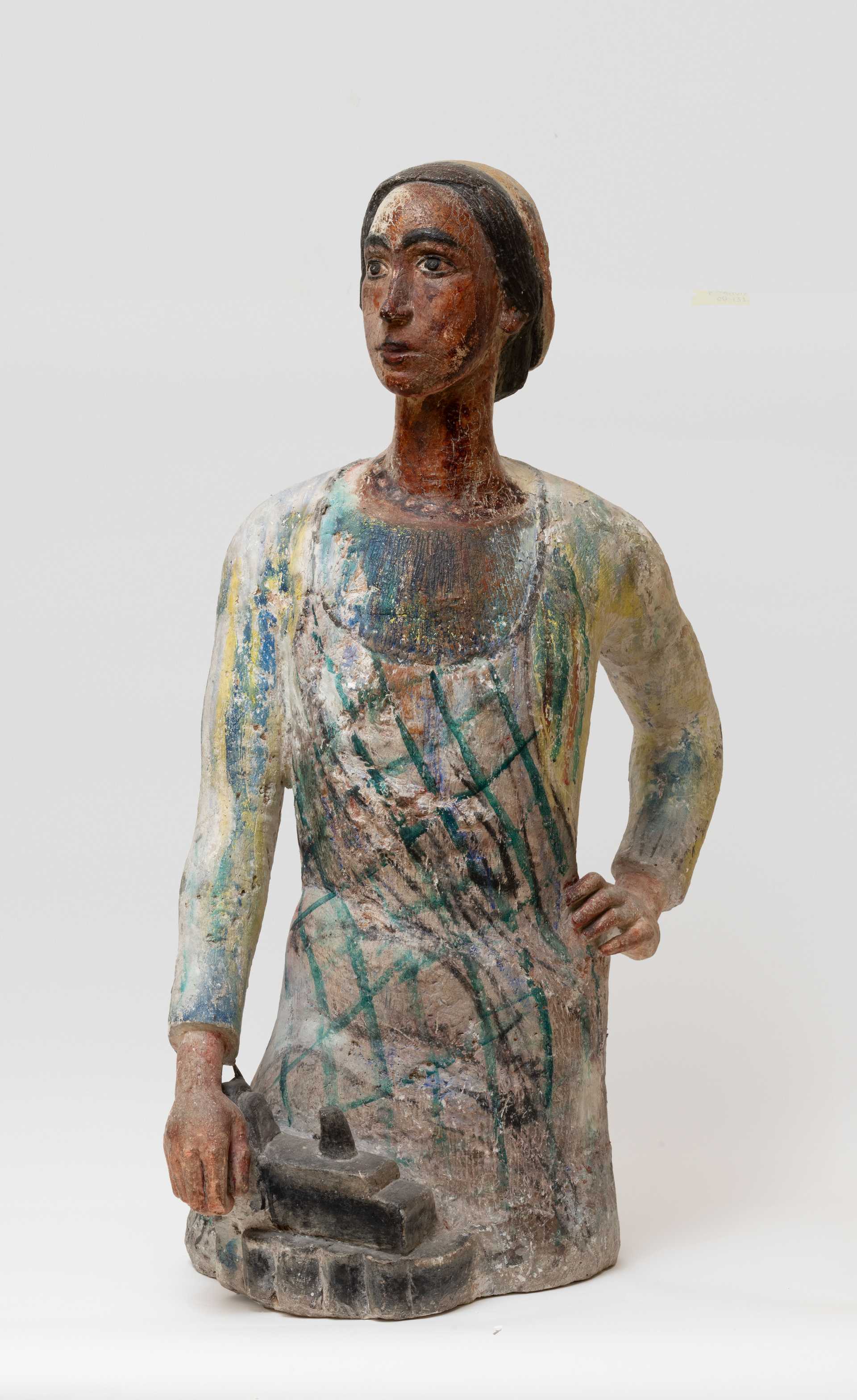 Pelageya Shuriga. Portrait of Kozlova, a Female Worker at the Baltic Shipyard. 1946. Painted plaster. 112 x 52 x 65