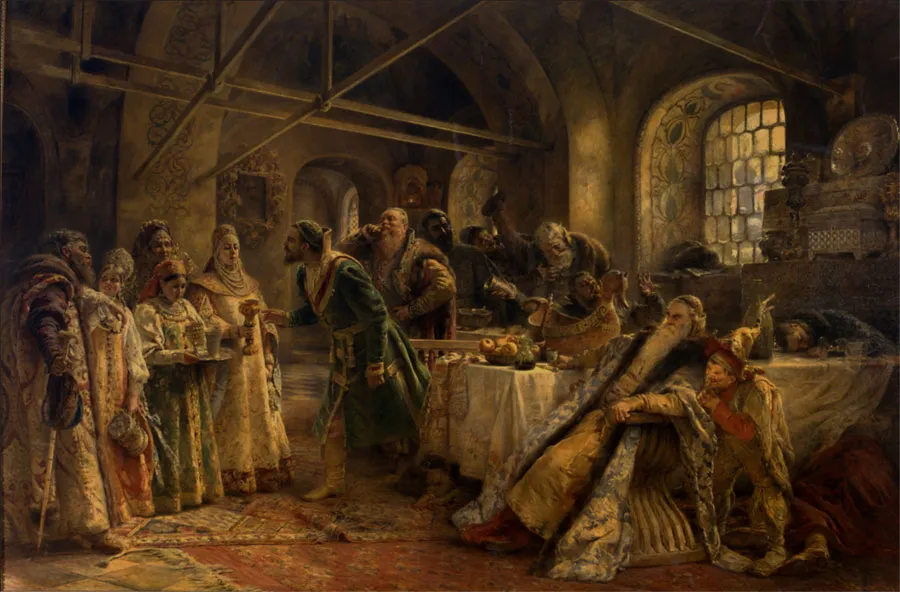 Konstantin Makovsky. Rite of Kissing. 1895. Oil on canvas. Russian Museum