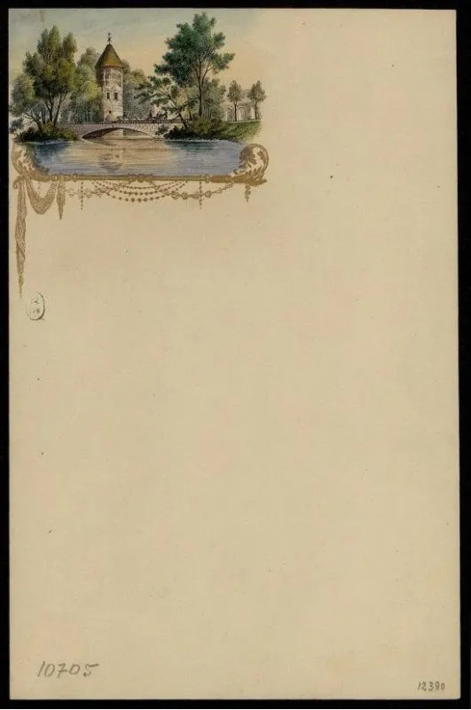 Unknown artist. Pavlovsk. The Peel Tower. Stationery paper. Second third of the 19th century